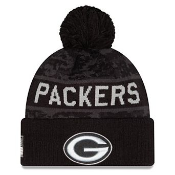 Men's New Era Black Green Bay Packers 2026 Salute To Service Cuffed Knit Hat with Pom