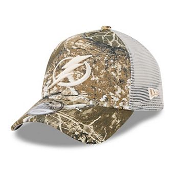 Men's New Era Camo Tampa Bay Lightning Real Tree A-Frame 9FORTY Adjustable Trucker Hat