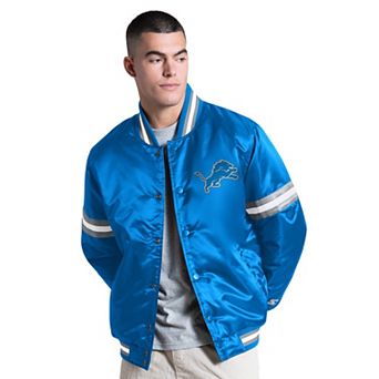 Men's Starter Blue Detroit Lions Courtside Varsity Full Snap Jacket