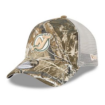 Men's New Era Camo New Jersey Devils Real Tree A-Frame 9FORTY Adjustable Trucker Hat