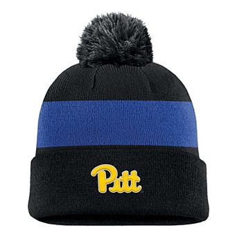 Men's Nike Black Pitt Panthers Primetime Logo Stripe Knit Hat with Pom