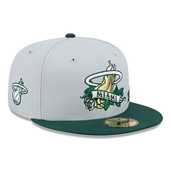 Men's New Era Gray/Green Miami Heat Rose Banner 59FIFTY Fitted Hat