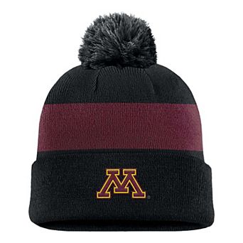 Men's Nike Black Minnesota Golden Gophers Primetime Logo Stripe Knit Hat with Pom