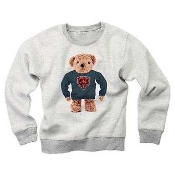 Youth Wes & Willy Gray Chicago Bears Reverse Fleece Teddy Bear Sweatshirt
