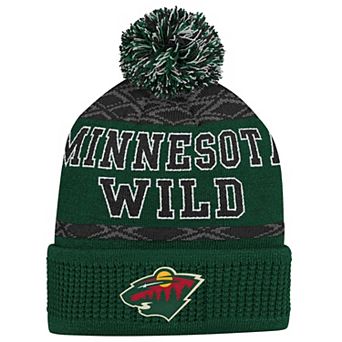 Minnesota Wild Green Puck Cuffed Knit Hat with Pom