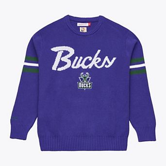 Men's Mitchell & Ness Purple Milwaukee Bucks Head Coach Sweater