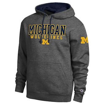 Men's Champion Charcoal Michigan Wolverines Contrast Hoodie