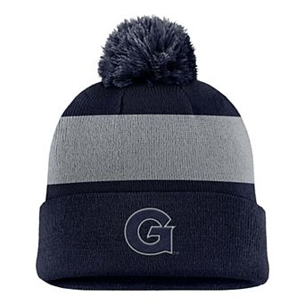 Men's Nike Navy Georgetown Hoyas Primetime Logo Stripe Knit Hat with Pom