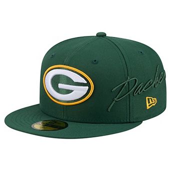 Men's New Era Green Green Bay Packers Side Script 59FIFTY Fitted Hat