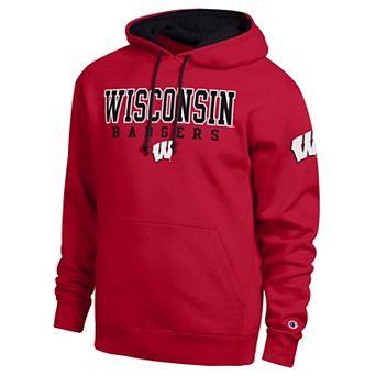 Men's Champion Red Wisconsin Badgers Contrast Hoodie