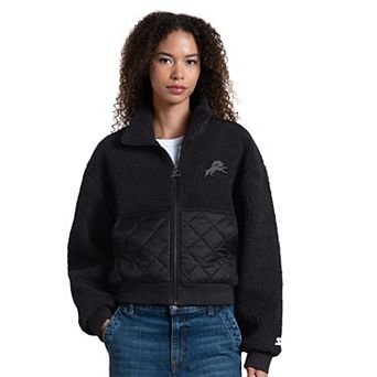 Women's Starter Black Detroit Lions Journeyman Sherpa Full-Zip Jacket