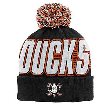 Youth Outerstuff Black Anaheim Ducks Cuffed Knit Hat with Pom
