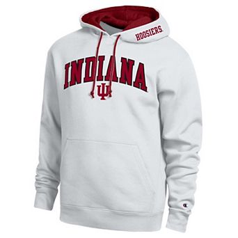 Men's Champion White Indiana Hoosiers Arch Tackle Twill Hoodie