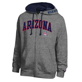 Men's Champion Heather Charcoal Arizona Wildcats Arch Logo Full-Zip Fleece Hoodie