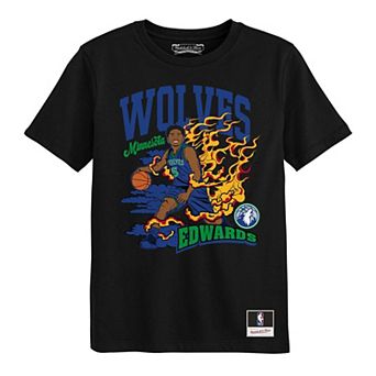 Preschool Mitchell & Ness Anthony Edwards Black Minnesota Timberwolves Fired Up T-Shirt