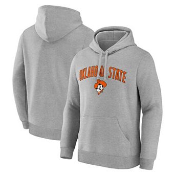 Men's Logo Athletic Heather Gray Oklahoma State Cowboys Primary Logo Fleece Pullover Hoodie