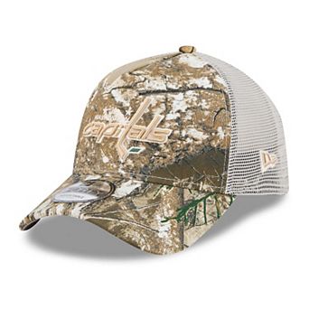 Men's New Era Camo Washington Capitals Real Tree A-Frame 9FORTY Adjustable Trucker Hat