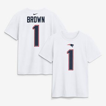 Men's Nike A.J. Brown White New England Patriots Name & Number T-Shirt