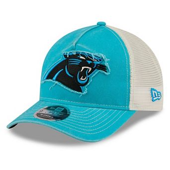 Men's New Era Blue Carolina Panthers Fan 9FORTY A-Frame Trucker Adjustable Hat