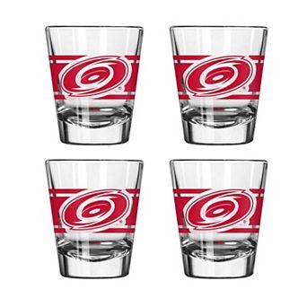 Logo Brands Carolina Hurricanes Four-Piece Stripe Shot Glass Set