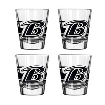 Logo Brands Baltimore Ravens Four-Piece Stripe Shot Glass Set