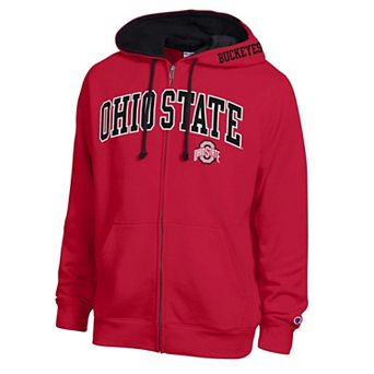 Men's Champion Scarlet Ohio State Buckeyes Arch Logo Full-Zip Fleece Hoodie