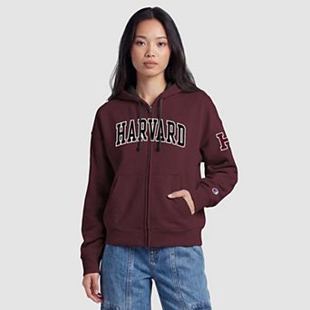 Women's Champion Crimson Harvard Crimson Arch Full-Zip Fleece Hoodie