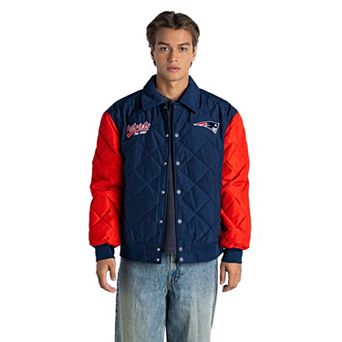 Unisex The Wild Collective Navy New England Patriots Collared Quilted Bomber Jacket