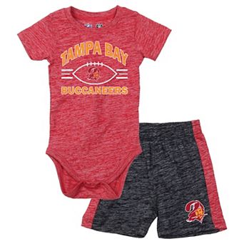 Infant Wes & Willy Red/Black Tampa Bay Buccaneers Cloudy Yard Hopper Bodysuit & Shorts Set