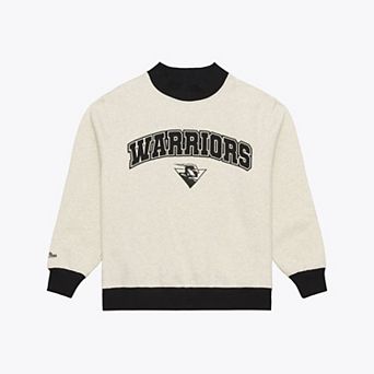 Women's Mitchell & Ness Oatmeal Golden State Warriors Ribbed Mock Neck Sweatshirt