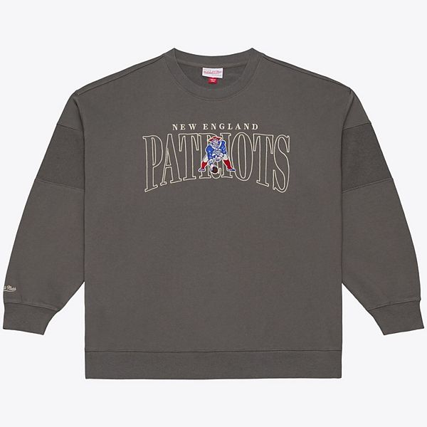 Men's Mitchell & Ness Gray New England Patriots Oversized Heritage Hues Fleece Sweatshirt