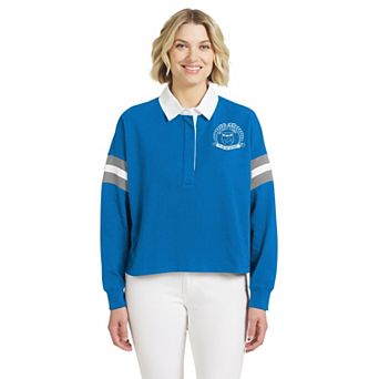 Women's WEAR by Erin Andrews Blue Detroit Lions Rugby Long Sleeve T-Shirt