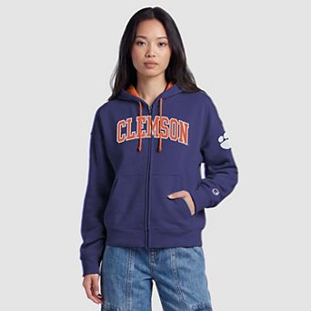 Women's Champion Purple Clemson Tigers Arch Full-Zip Fleece Hoodie