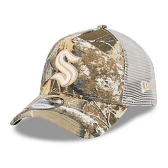 Men's New Era Camo Seattle Kraken Real Tree A-Frame 9FORTY Adjustable Trucker Hat
