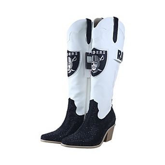 Women's FABGATING by Cuce White Las Vegas Raiders Crystal Cowboy Boots