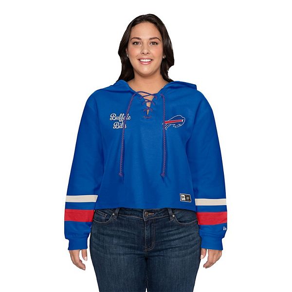 Women's Plus New Era Royal Buffalo Bills Throwback Lace-Up Hoodie