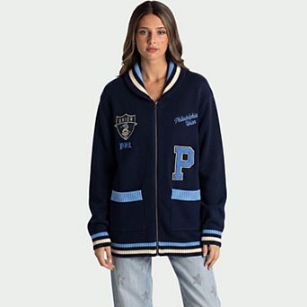 Unisex The Wild Collective Navy Philadelphia Union Jacquard Full-Zip Sweater