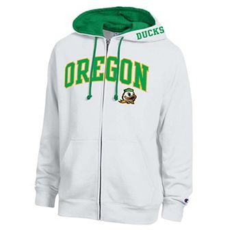 Men's Champion White Oregon Ducks Arch Logo Full-Zip Fleece Hoodie