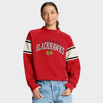 Women's Fanatics Red Chicago Blackhawks Heritage Overtime Fleece Mockneck Sweatshirt