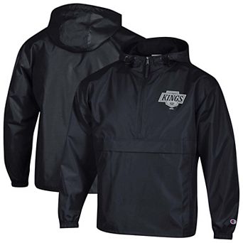 Men's Champion Black Los Angeles Kings Packable Windbreaker Half-Zip Jacket