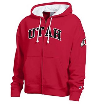 Women's Champion Red Utah Utes Arch Full-Zip Fleece Hoodie