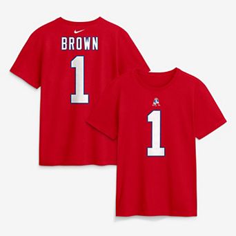 Men's Nike A.J. Brown Red New England Patriots Name & Number T-Shirt