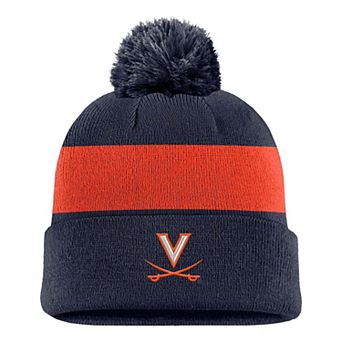 Men's Nike Navy Virginia Cavaliers Primetime Logo Stripe Knit Hat with Pom