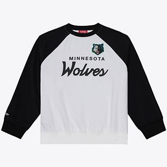Women's Mitchell & Ness White/Black Minnesota Timberwolves Head Coach Lightweight Raglan Sweatshirt