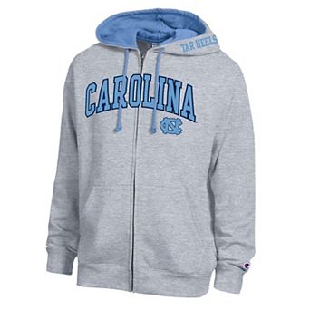 Men's Champion Heather Gray North Carolina Tar Heels Arch Logo Full-Zip Fleece Hoodie