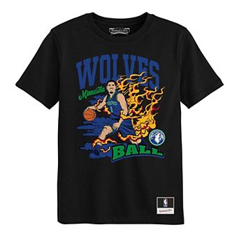 Preschool Mitchell & Ness LaMelo Ball Black Minnesota Timberwolves Fired Up T-Shirt