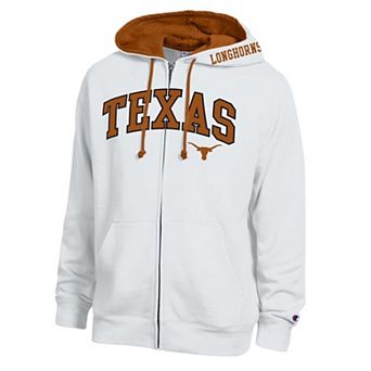 Men's Champion White Texas Longhorns Arch Logo Full-Zip Fleece Hoodie