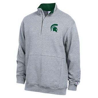 Men's Champion Heather Gray Michigan State Spartans Fleece Quarter-Zip Pullover