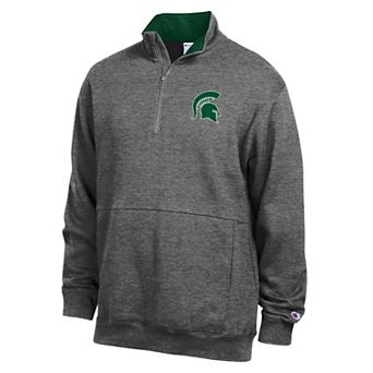 Men's Champion Charcoal Michigan State Spartans Fleece Quarter-Zip Pullover