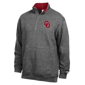 Men's Champion Charcoal Oklahoma Sooners Fleece Quarter-Zip Pullover